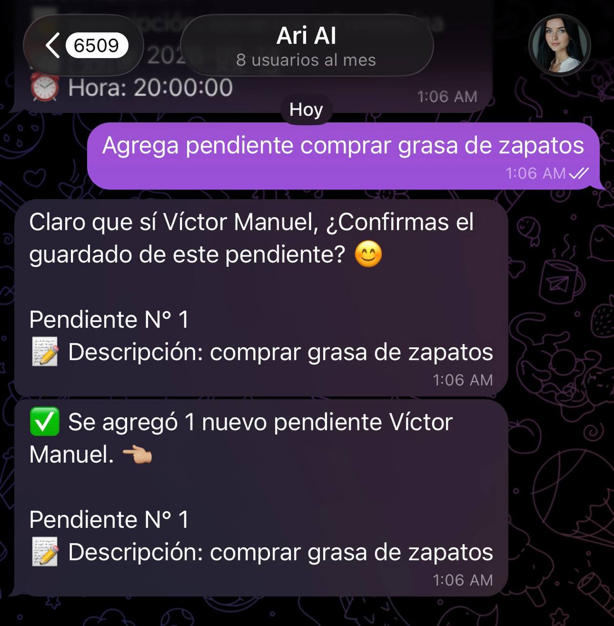 Ejemplo de gestión de pendientes en Ari